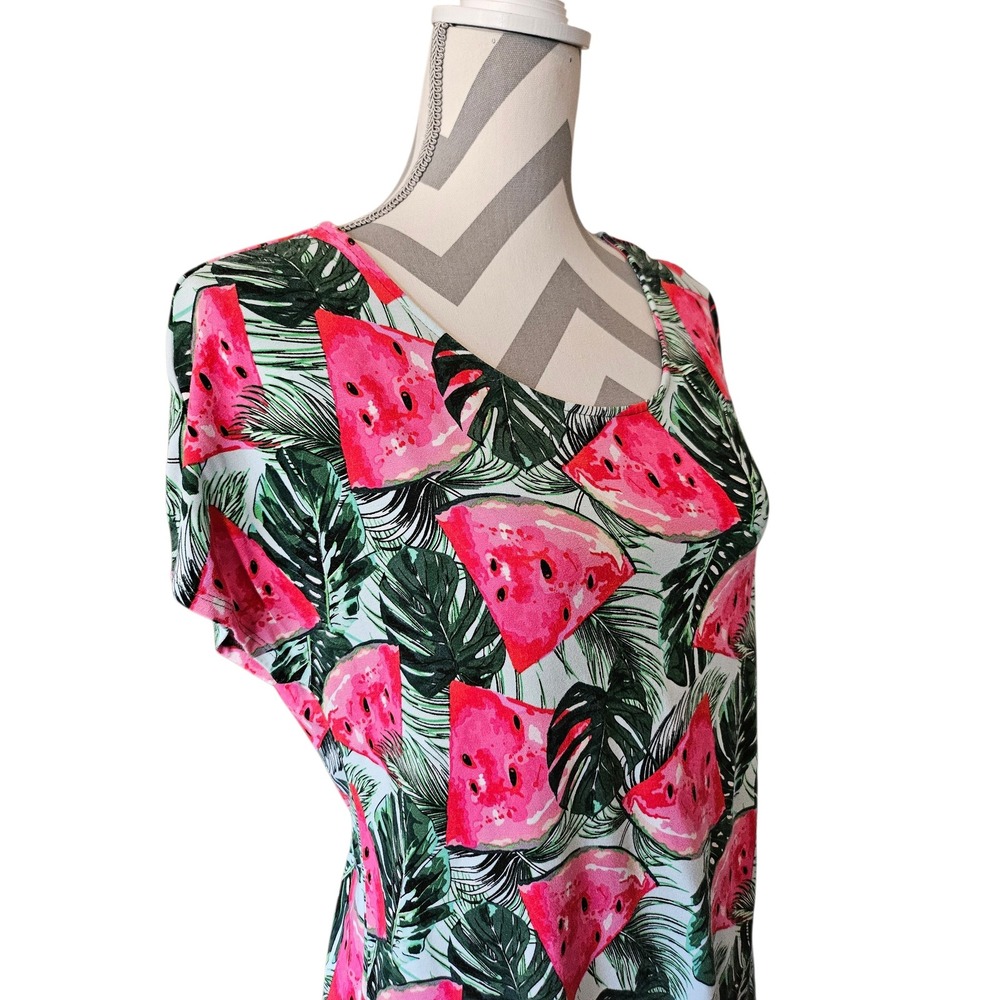 Jasmine & Juliana Watermelon Tropical Print Top Womens Medium Summer Fruitcore